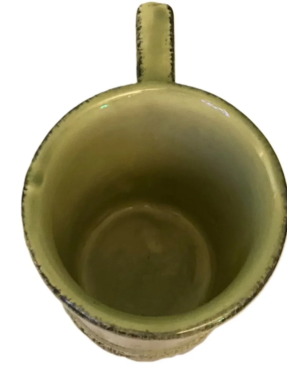 Pier 1 Italy Coffee Mug Cup Green Leaf Leaves Hand Painted